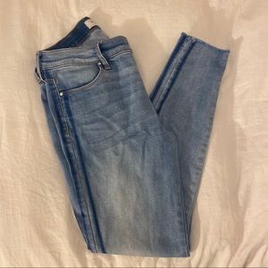 Blue striped skinny jean leggings